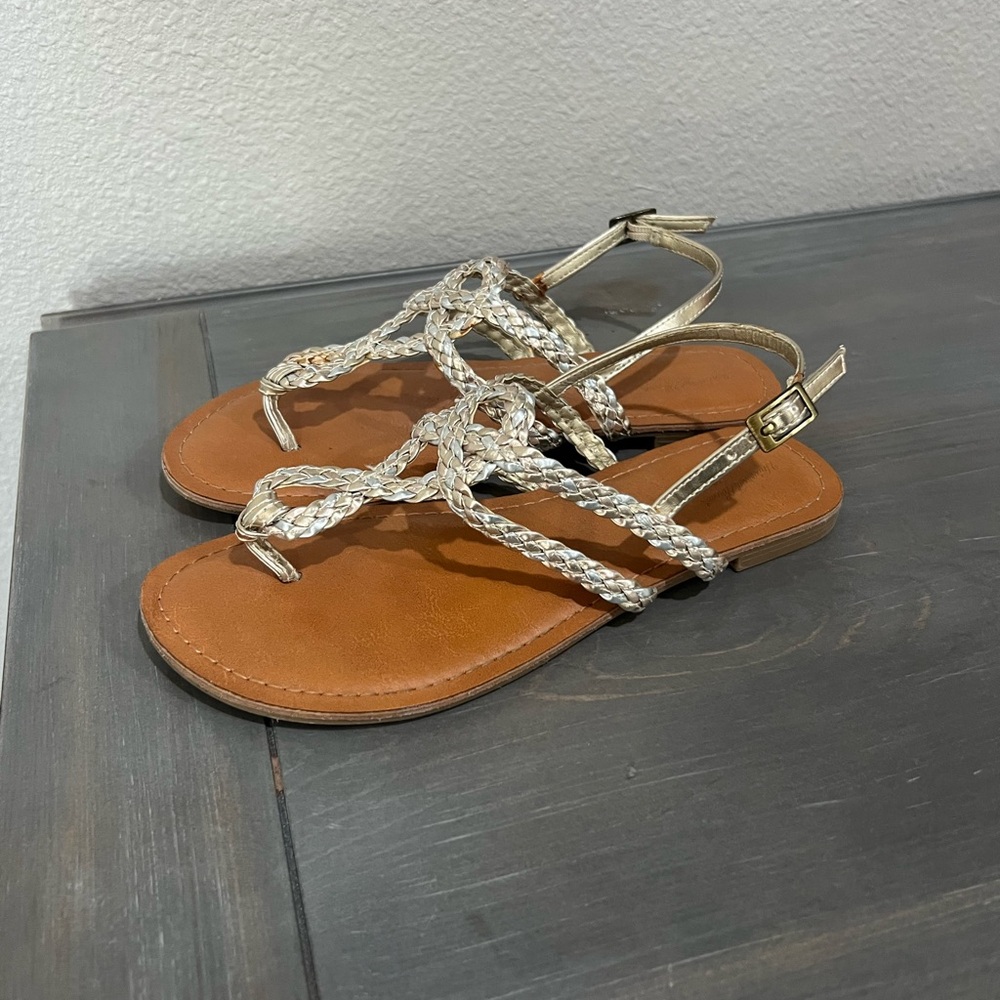 Universal Thread Gold and Silver Braided Sandals Size: 7 - Picture 2 of 6